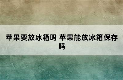 苹果要放冰箱吗 苹果能放冰箱保存吗